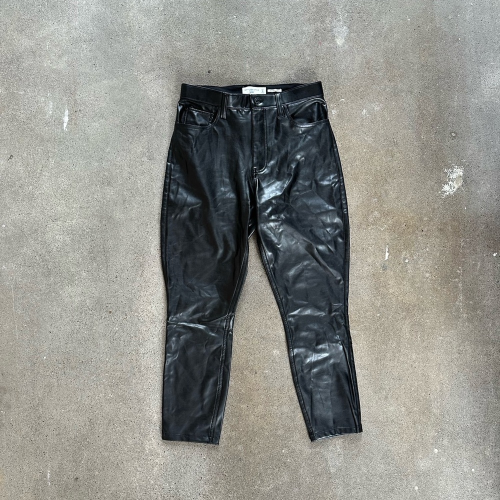 Abercrombie & Fitch Vegan Leather The Skinny High Rise Curve Love Black Sz 29|8S - Picture 7 of 10